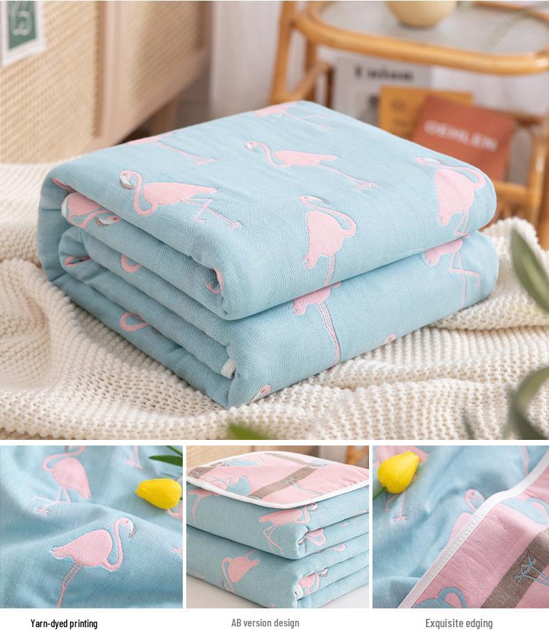 Class A 100% Cotton Six-Layer Gauze Blanket for Children - Lightweight Air Conditioning Quilt, Available In Single/Double Sizes for Summer