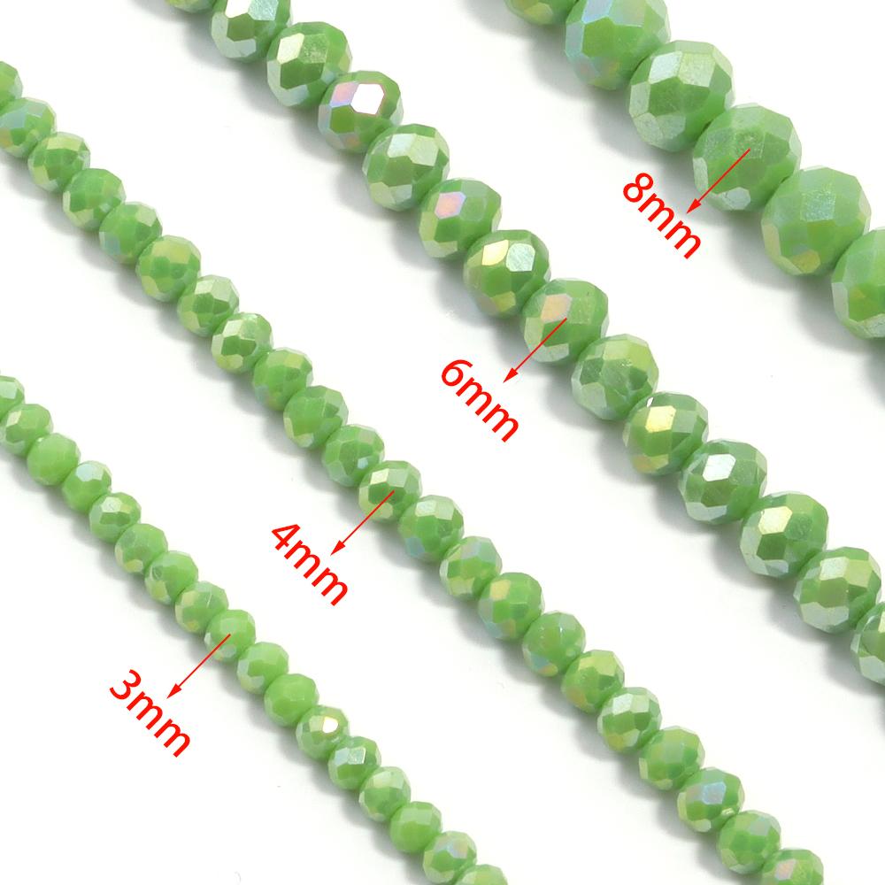 1 Strand Faceted Crystal Beads Olive Green Abacus Glass Loose Spacer Beads For Jewelry Making DIY Necklace Bracelet 3/4/6/8mm
