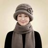 Middle-aged and elderly warm wool hat women's fashion versatile mother basin hat fleece ear protection hat winter cold-proof knitted hat