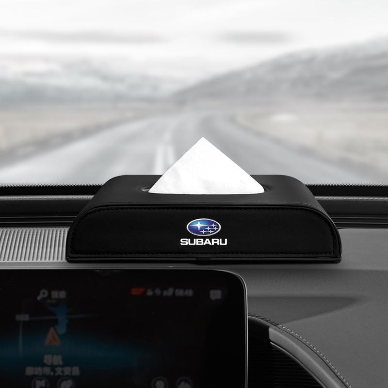 1pcs Car Tissue Box Holder Armrest Box Storage Case Emblem For Subaru Impreza STI Forester Outback XV Crosstrek Legacy WRX