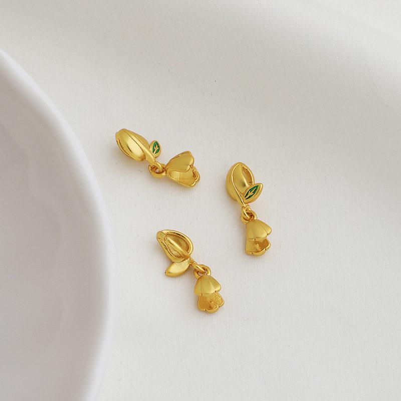 Gold-Plated Oil-Drip Leaf Clasp Jade Necklace Connector Accessory