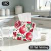 1pc Tissue Box, Watercolor Pomegranates Fresh Vivid Pattern, 2D Flat Printing, Polyester Material, Can Be Washed, Tissue Dispenser, for Bedroom