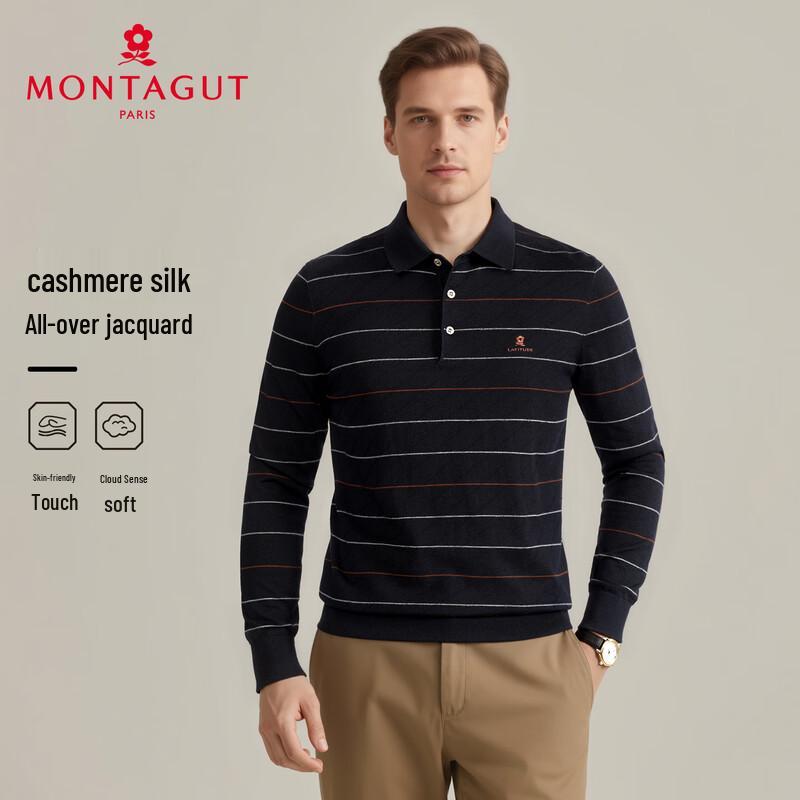 

MONTAGUT Men s Autumn/Winter Striped Jacquard Pullover Sweater XL