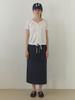 Deomiteun Ridge Button H Skirt (Navy)