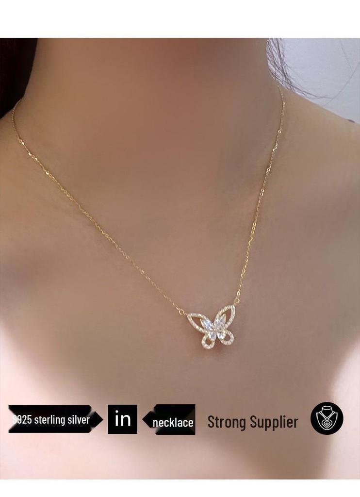 Phantom Butterfly S925 Silver Clavicle Pendant: Elegant, Versatile Luxury Necklace