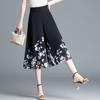Summer Women Floral Wide Leg Pants Loose High Waist Chiffon  Casual Palazzo Trousers