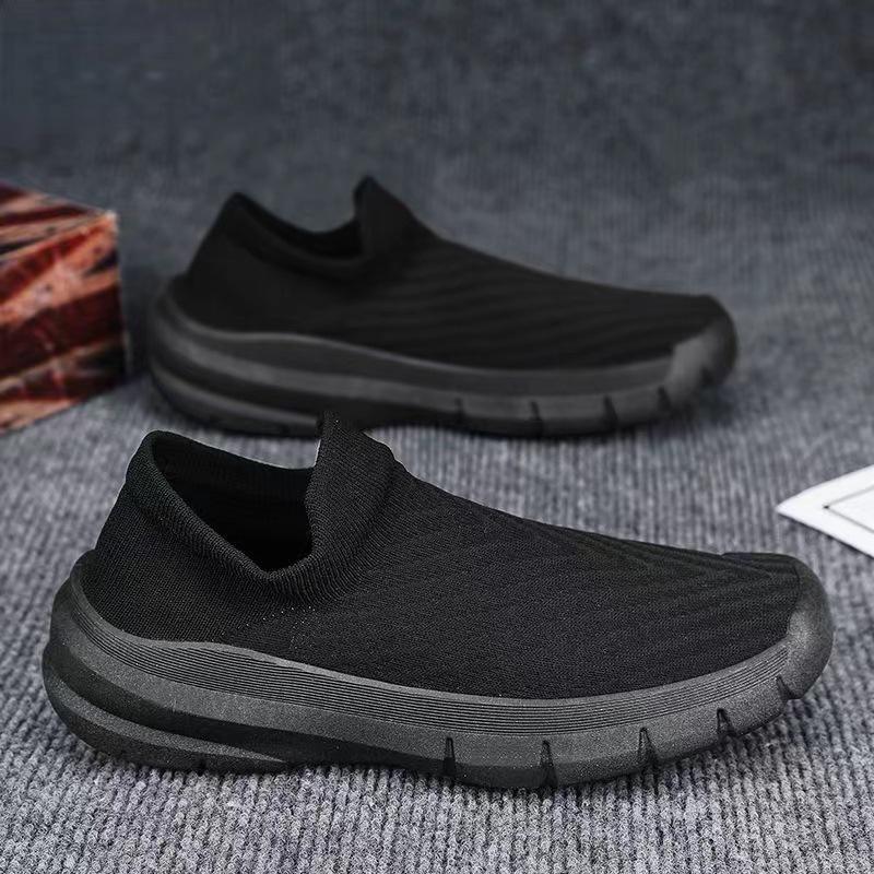 

Мужская обувь для ходьбы без шнуровки Теннисная обувь Нескользящая обувь для бега Легкая обувь для тренировок Дышащая трикотажная сетка Модные кроссовки Спортивная обувь 44