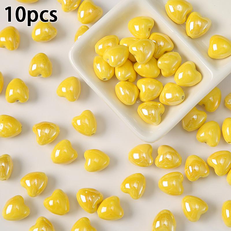 10 ks Keramické korálky ve tvaru srdce DIY Náhrdelník Náušnice Šperky Příslušenství Přívěsky Volné korálky Pro výrobu