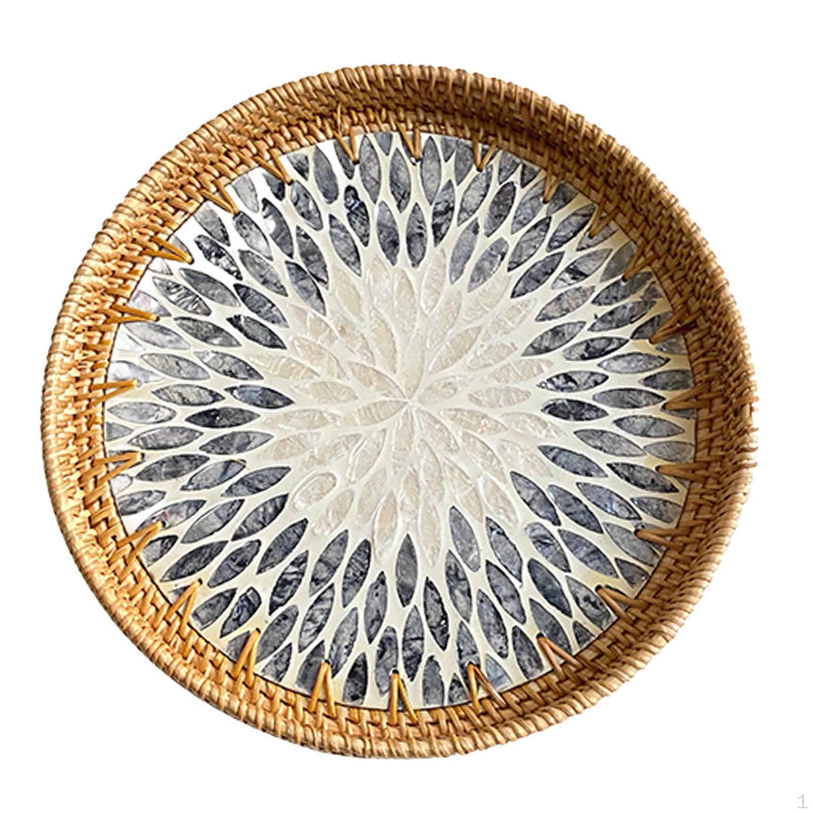 

Сервировочная корзина из ротанга, поднос для завтрака, торта, закусок, многофункциональный поднос для хранения сухофруктов, закусок серый