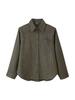 Camicia invernale a quadri da donna con revers e spalline, stile europeo e americano