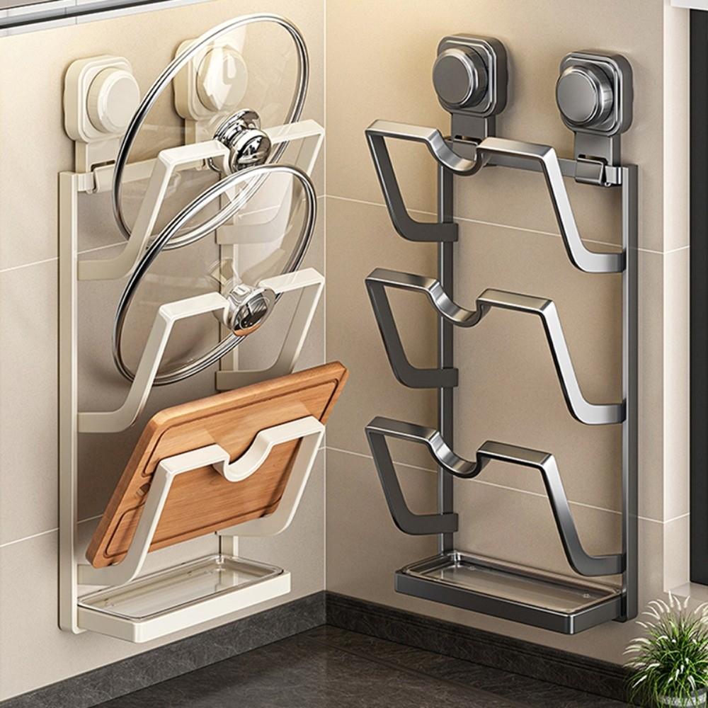 Carbon Steel Suction Cup Pot Lid Rack Cookware Storage Cutting Board Storage  Kitchen