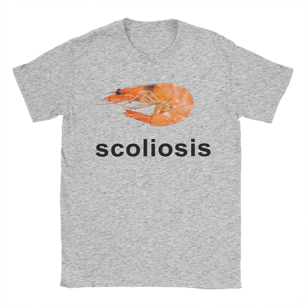 Skolioza Krewetka Krewetki Mem Koszulki Męskie 100% Bawełna Moda dla Mężczyzn Koszulki Okrągły Dekolt T-shirty Krótki Rękaw Ubrania Duży Rozmiar