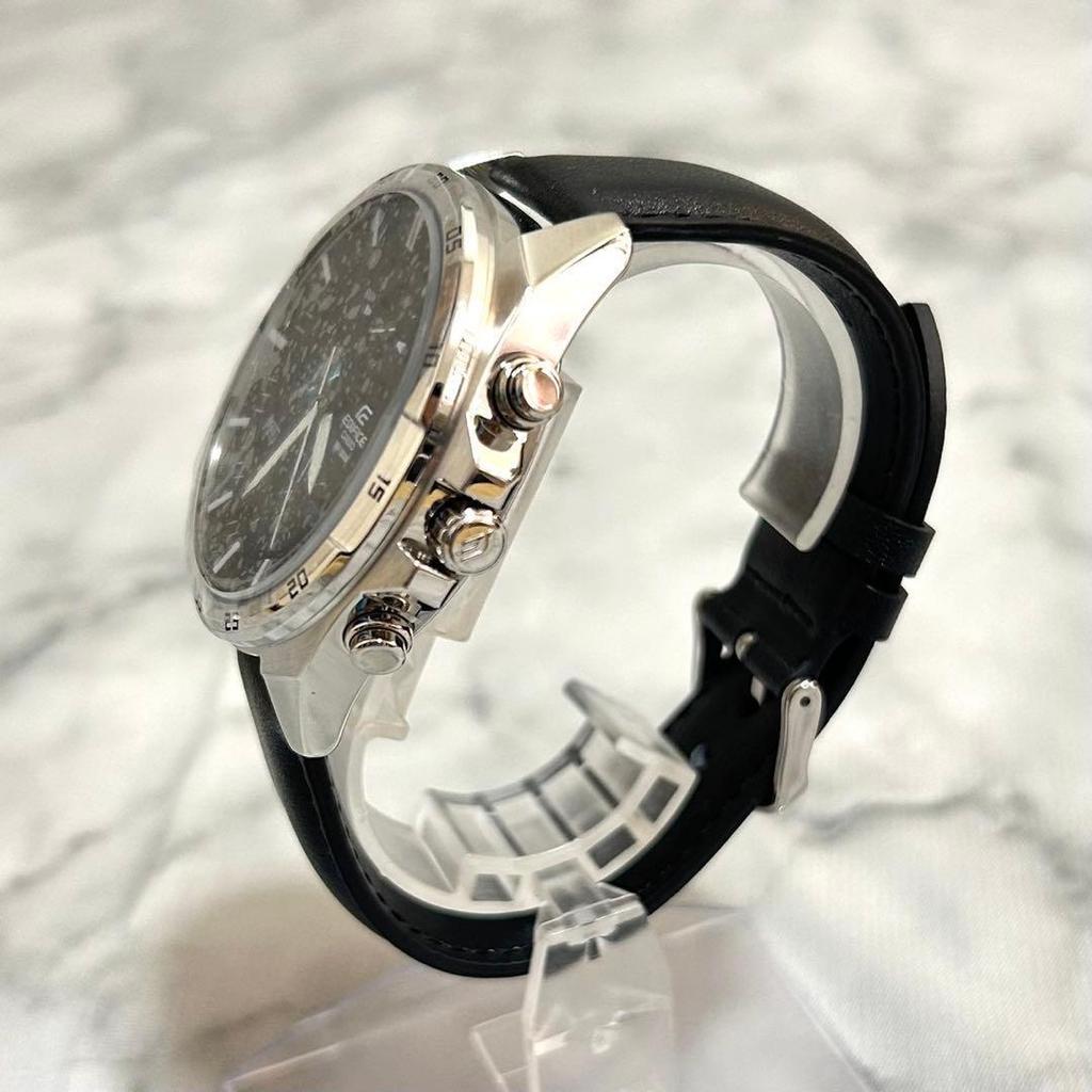 Used New CASIO EDIFICE Chronograph Watch Leather Strap