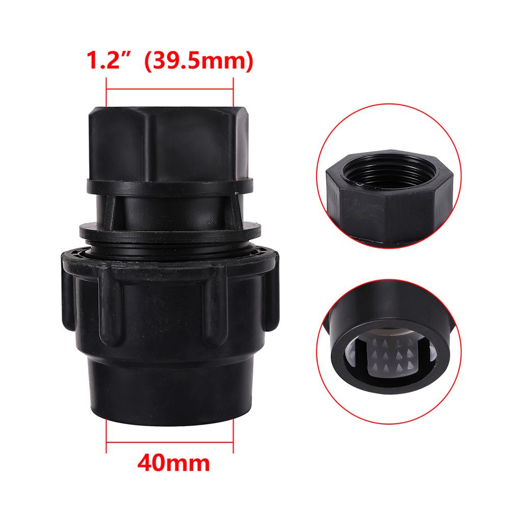 PE Pipe Black Straight Reducing Connector 20/25/32/40/50mm Tube Fitting 1/2" 3/4"1"1.2"1.5"Female/Male Thread Irrigation Adapter