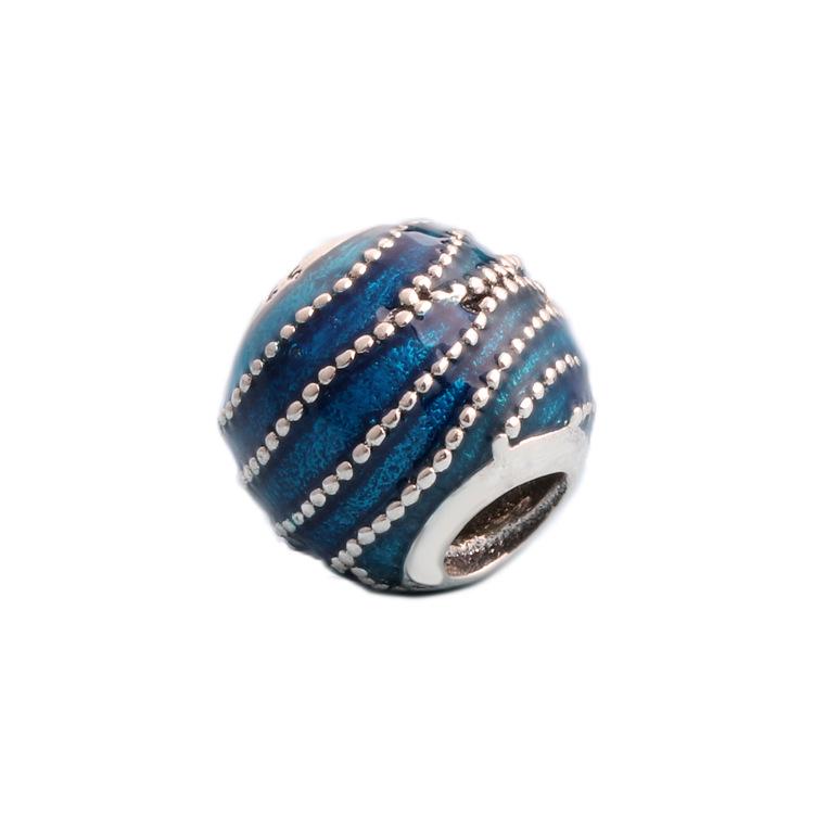Blue Swirl S925 Silver Bracelet Bead - European & American Design