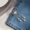 Heart Pearl Bow Brooch Detachable Tassel Fixed Clothes Pin Waist Buckle Button Clasps Trouser Leg Decorative Brooch