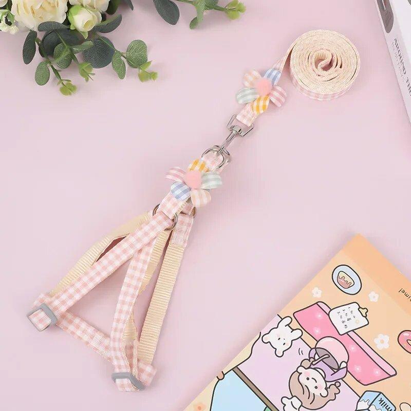 

Набор шлейки и поводка для защиты от побега, регулируемая сетчатая шлейка для собак, жилет, поводок для прогулок для щенков, маленьких собак, кошек, котят S розовый