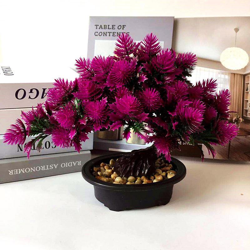 Plastics Simulated Pinus Hwangshanensis Artificial Green Plants  Plants Potted