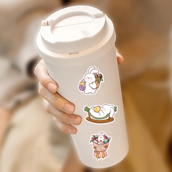 50Pcs Easter Bunny Stickers Waterproof Sun-resistant PVC Cartoon Rabbit Cute Decals DIY Vinyl Art Decorative Graffiti Stickers for Laptop Tablet