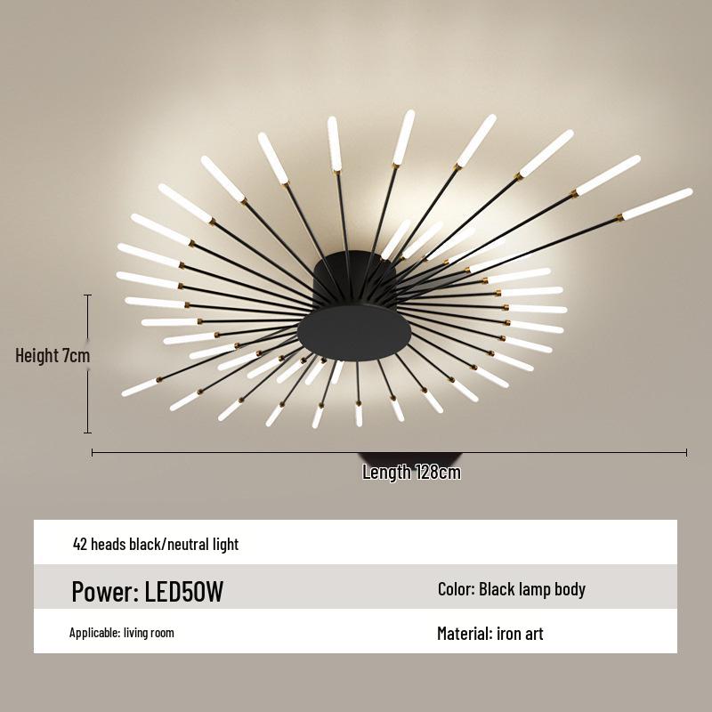 Nordic Fireworks Rotating LED Ceiling Light - High-End Living Room and Bedroom Lighting