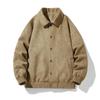 Spring and Autumn Men's Fashion Versatile Lapel Jacket Solid Color Retro Color Suede Baseball Jacket Men's