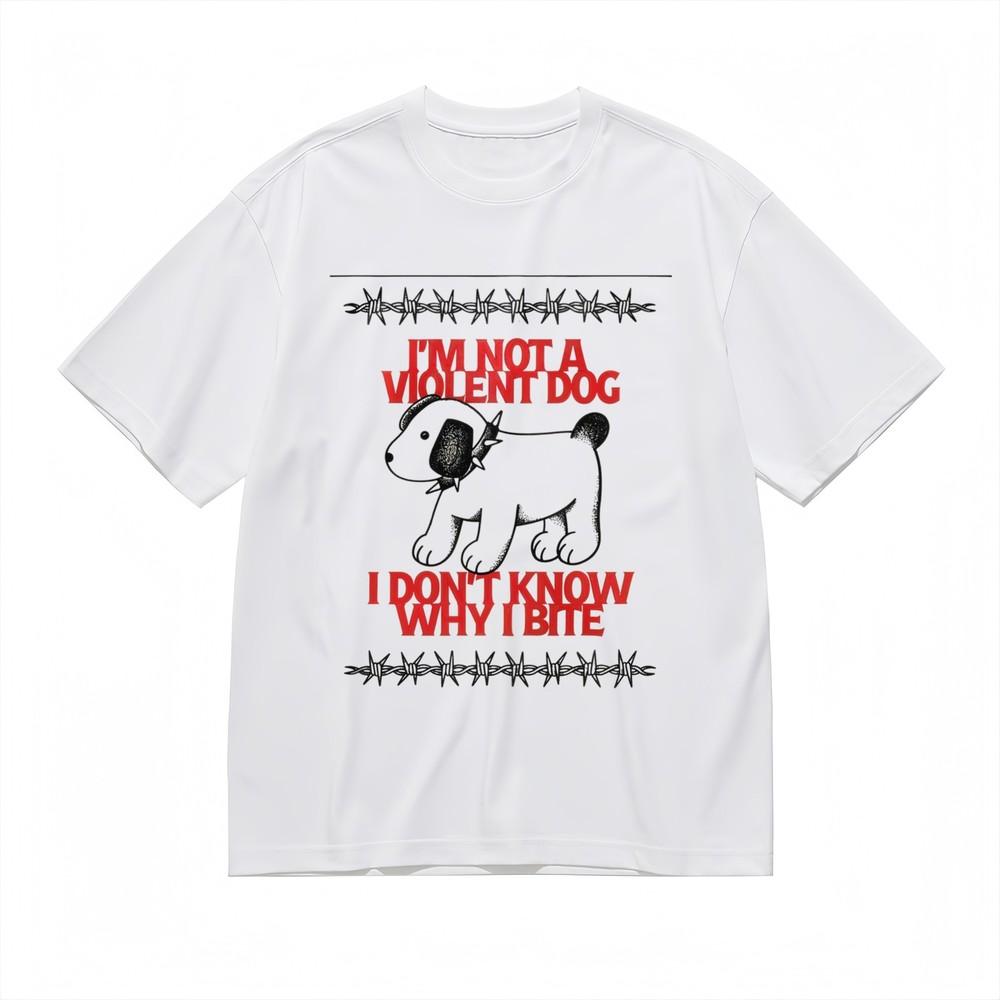 

Women s Oversize T-shirt With Ironic Dog Graphic Unisex White 100% Cotton Tee 2XL