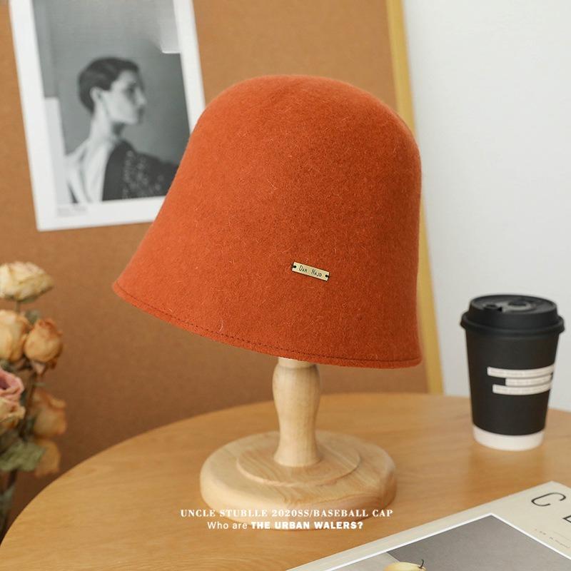 Autumn and Winter Warm Wool Fisherman Hat Women's Retro Basin Hat Korean Style Face Covering Bucket Hat Foldable Table Lamp Hat