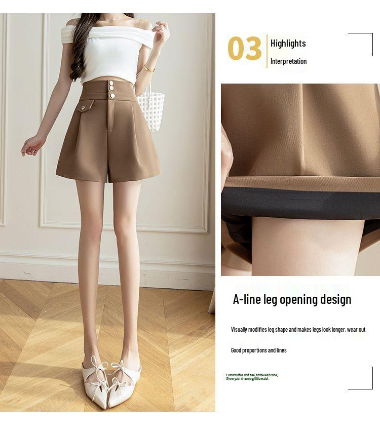 2026 Spring/Summer Women's Slimming Wide-Leg A-Line Suit Shorts and Fashion Outerwear with Versatile OL Boots
