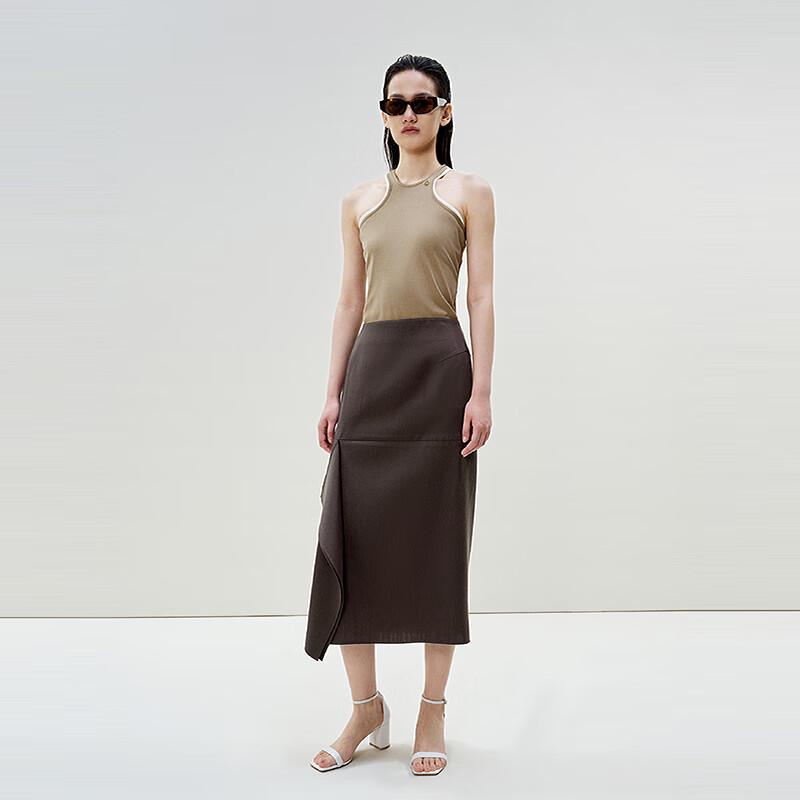 Less 2025 Spring Lamb Wool Retro Long Skirt