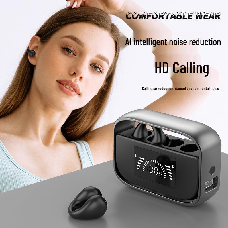 New Mini Wireless Clip-on Bluetooth Earbuds with Charging Case and Battery Display