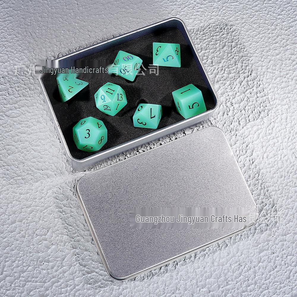 Conjunto de Dados Poliedros de Cristal Proteico Verde de 7 Peças Dungeons & Dragons
