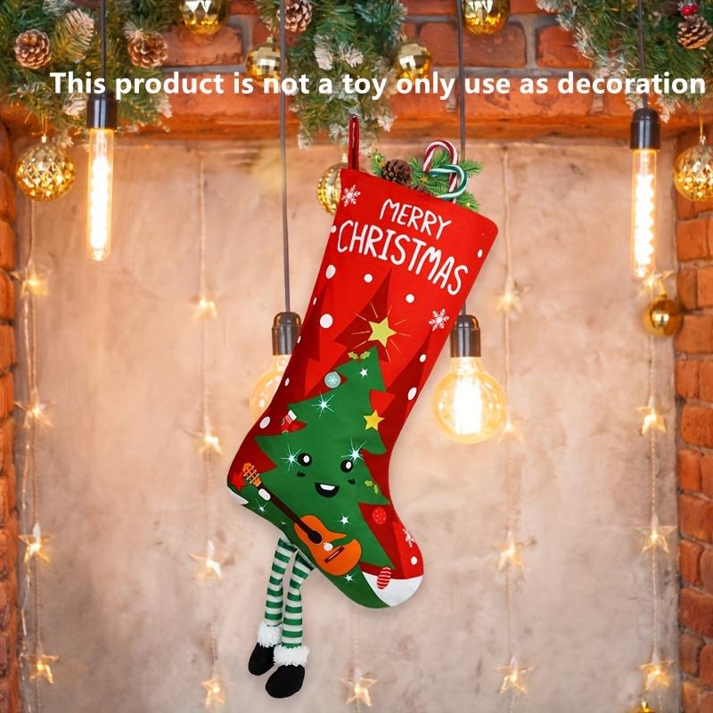 4pcs Set of Charming Christmas Stockings with Santa, Snowman Reindeer Designs Long Legged Holiday Decor for Tree, Perfect for Home Party