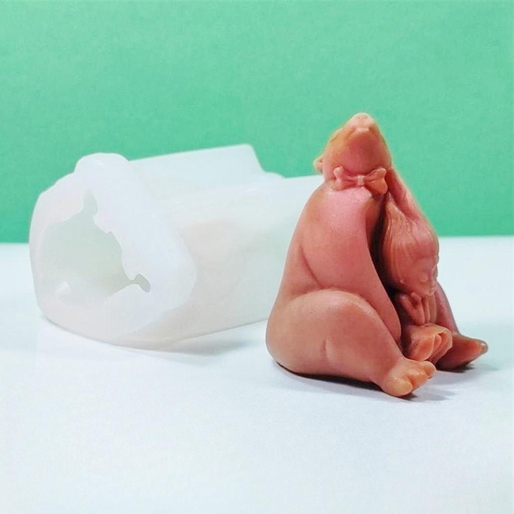 Animal and Girl Scented Candle Silicone Mold Handmades Bear Scented Candle Epoxy Mold DIY Craft Women Girl Fondant Mold