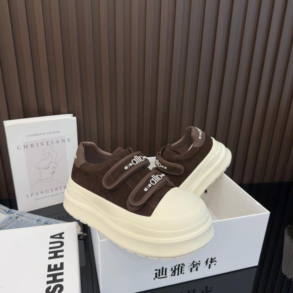 European station leather little white shoes women's versatile soft-soled casual shoes 2025 spring new heel two wear thick baseplate shoes
