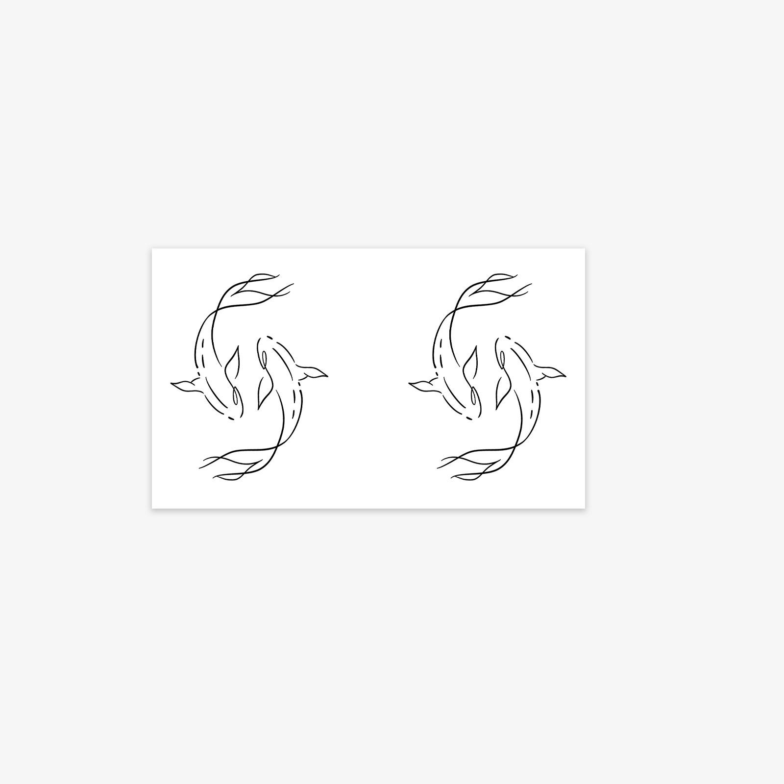 High-Value Simple Stick Figure Twin Koi Arm Collarbone Tattoo Sticker 10*6