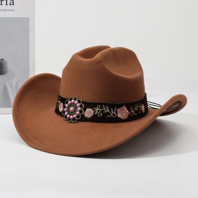 Jazz Riding Ethnic Style Hat Belt Accessories Big Brim Hat Men's and Women's Western Cowboy Hat Hat