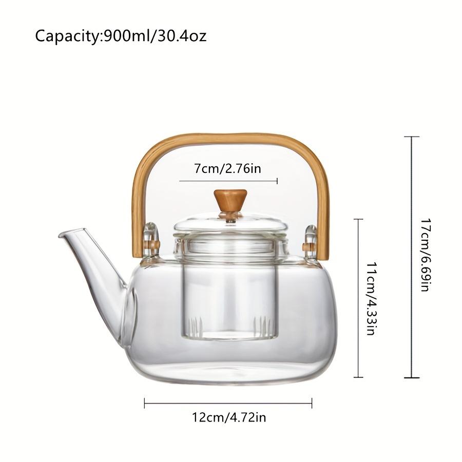 1pc High Borosilicate Glass Teapot with Bamboo Handle - Boil & Brew Tea, Detachable Infuser for Flower Tea & Herbal Tea - Home Use