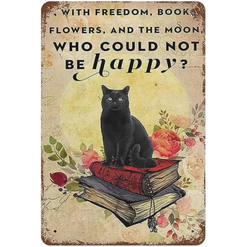 Funny Cat Decor Metal Tin Signs I Do What I Want  Cute Cat Funny Metal Posters Wall Art Decor Signs for Bathroom, Garden, Home