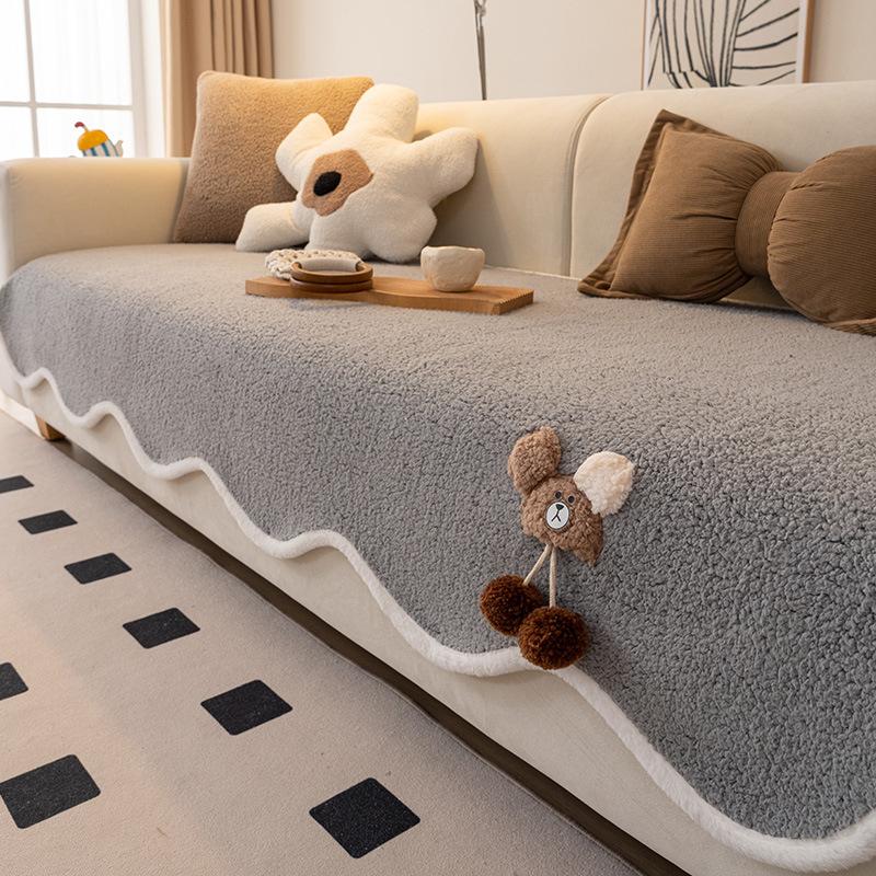 

Подушка на диван из овечьей шерсти, цельная, зимняя, утолщенная, плюшевая, чехол для подушки сиденья, тканевое полотенце, новые модели осени и зимы 90*90cm