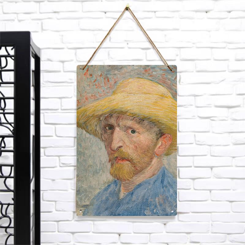 Van Gogh Self Portrait Custom Metal Wall Art Decorative Painting for Living Room Bedroom 7.9x11.8In(20x30cm)