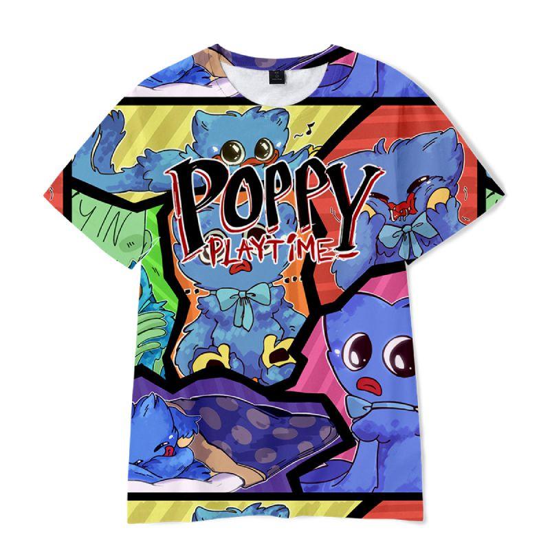 Dziecięcy T-shirt Poppy Playtime Chłopięcy Oddychający Poliestrowy T-shirt Huggy Wuggy Dla Chłopców