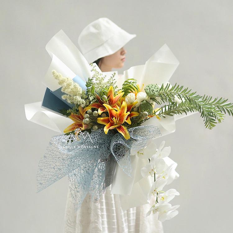 Carta da regalo floreale in garza jacquard stile coreano per bouquet di rose fai-da-te
