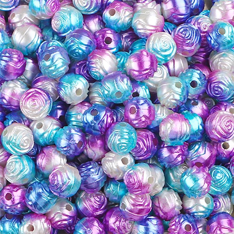 ABS Pearl Rose Flower Beads 8mm Floral Charms for DIY Jewelry Craft 100 Pcs/Bag