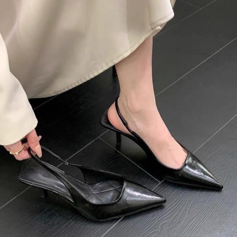 Fashion New High Heel Shoes Fashion Slip-on Women's High Heels Pumps Summer Solid Office and Career Sexy Pointed Toe Heeled Sandals