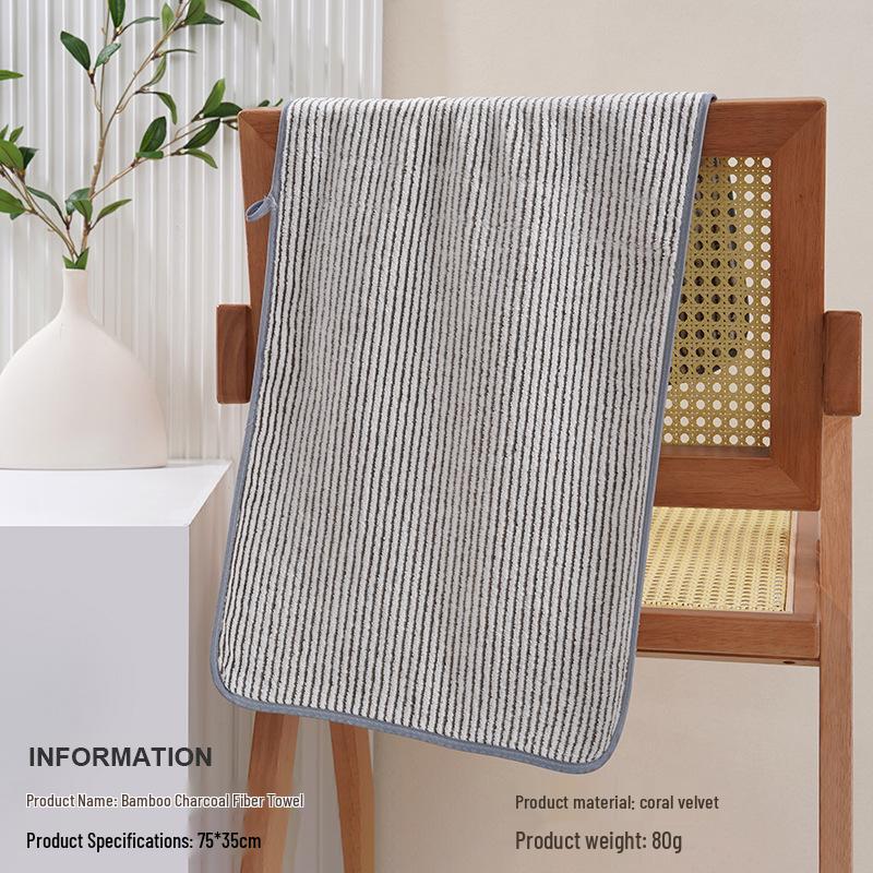 

Набор полотенец из бамбукового угля и кораллового флиса, 3 шт.: Банное полотенце, шапочка для волос и безворсовая салфетка - Плотные и впитывающие Bamboo Charcoal Fiber