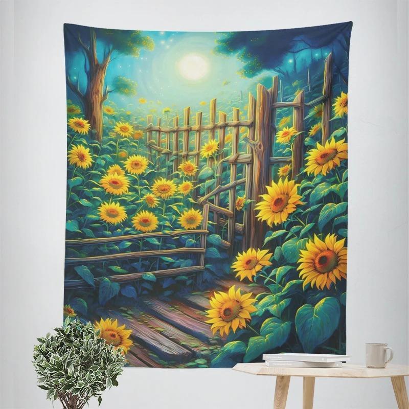 

Декоративный гобелен с рисунком подсолнуха, украшение для дома, офис, гостиная, гобелен 100x75cm