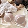 Sexy Hollow Underwear Set for Women 3/4 Cup Push Up Bra Lace Splicing Color Brassiere and Panties Ladies Intimates Lingerie