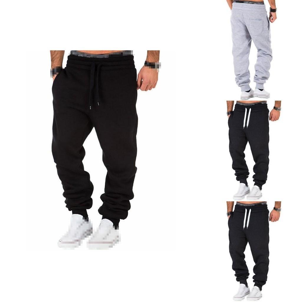 Calças de Moletom Jogger Masculinas em Mistura de Algodão Com Cintura Elástica e Cordão Ajustável