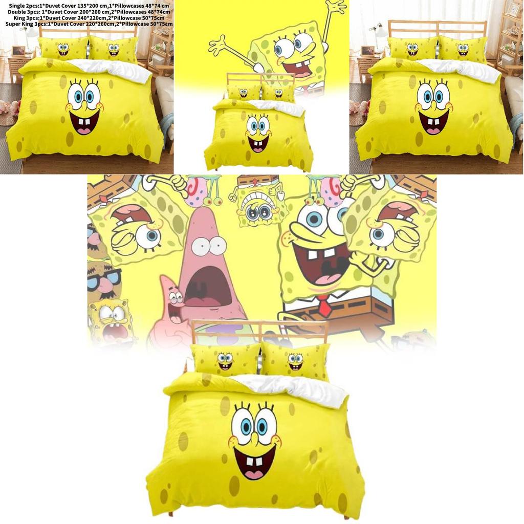 Spongebob Squarepants Bedding Set With Polyester Fabric For Kid And Teens Sleep Decor