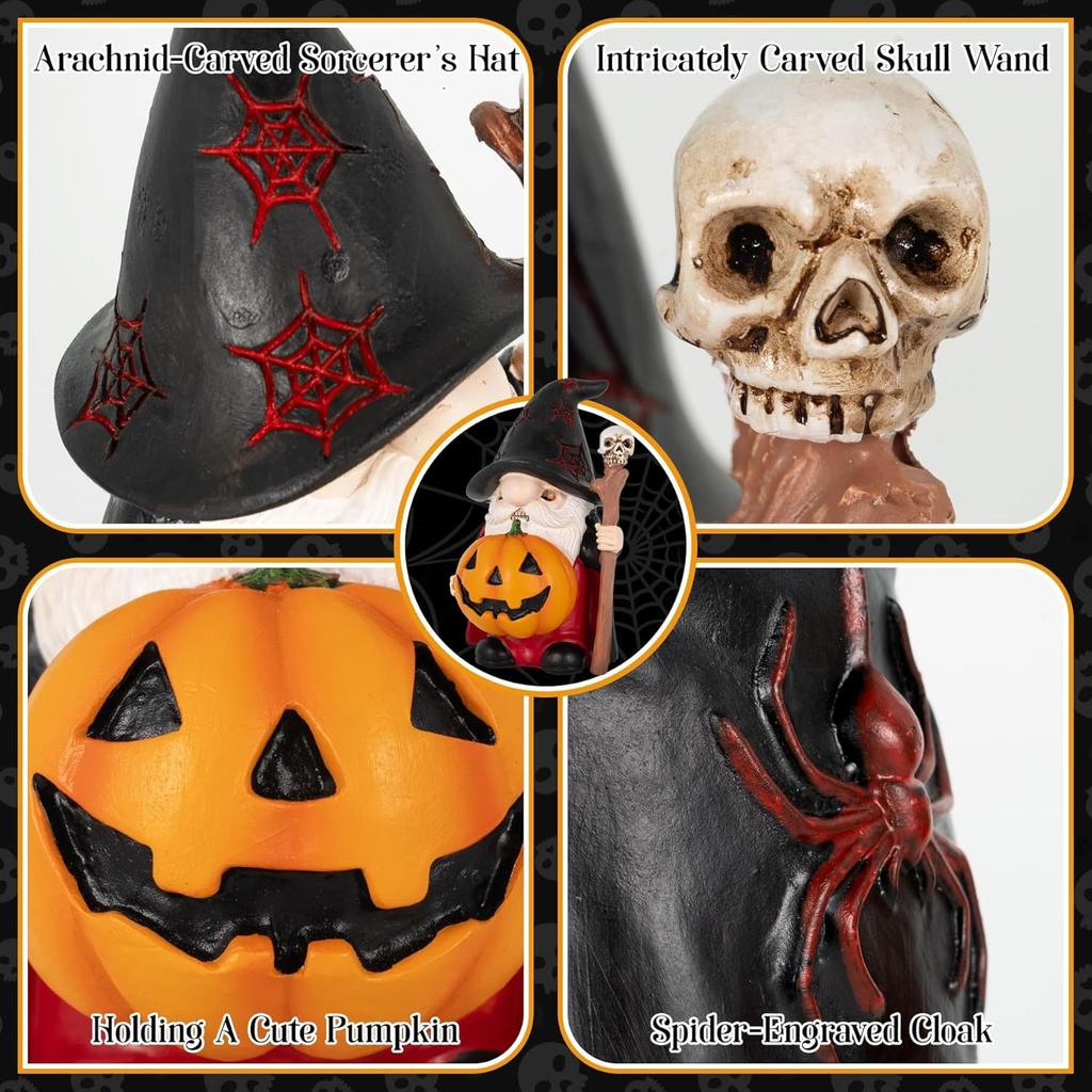 Halloween Gnome with Skeleton Staff Home Desktop Ornament